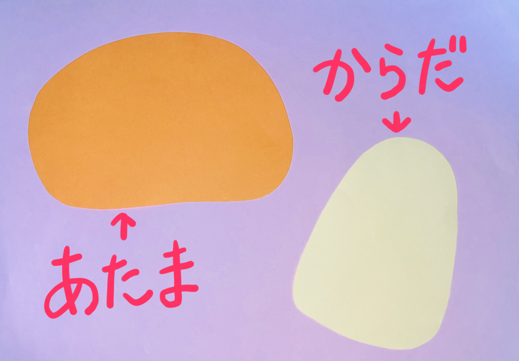 画用紙で用意したきのこの頭とからだ